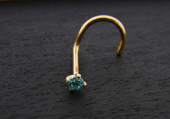 Piercing or massif 14k pierre turquoise 2mm