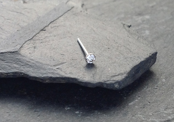 Piercing nez Stud argent style diamant blanc 2mm