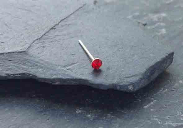 Stud argent pierre 2mm-rouge