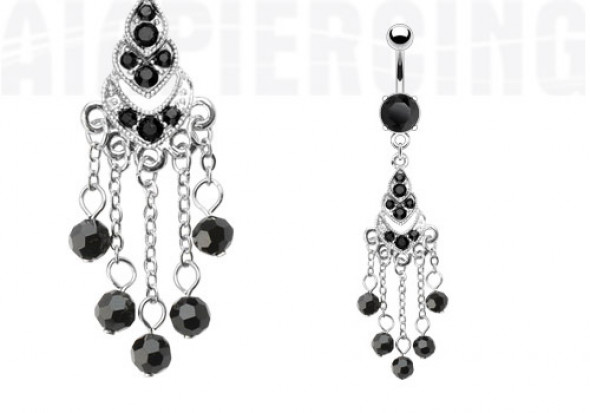 Piercing nombril chandelier noir