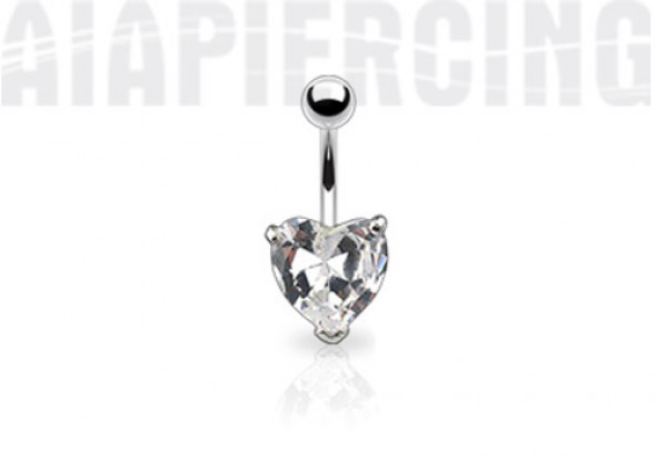 Piercing nombril coeur blanc 