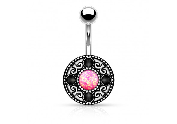 Piercing nombril tribal opale rose