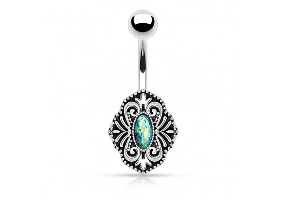 Piercing nombril vintage opale verte
