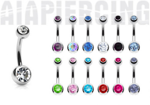 Piercing nombril double pierre - Boules 4 et 6mm