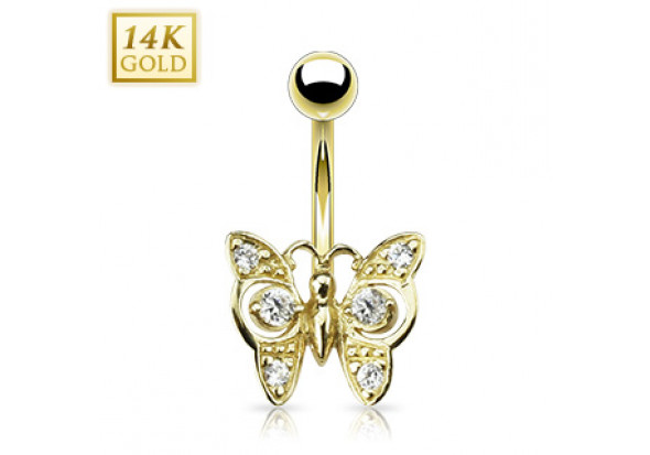 Piercing nombril papillon pierres rondes