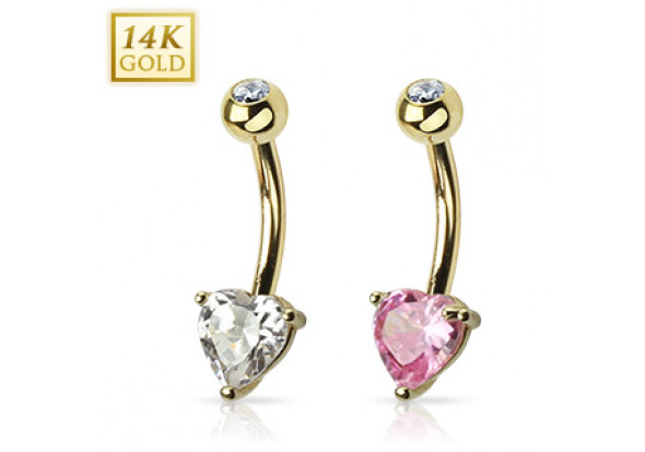 Piercing nombril coeur 5mm et cristal clos