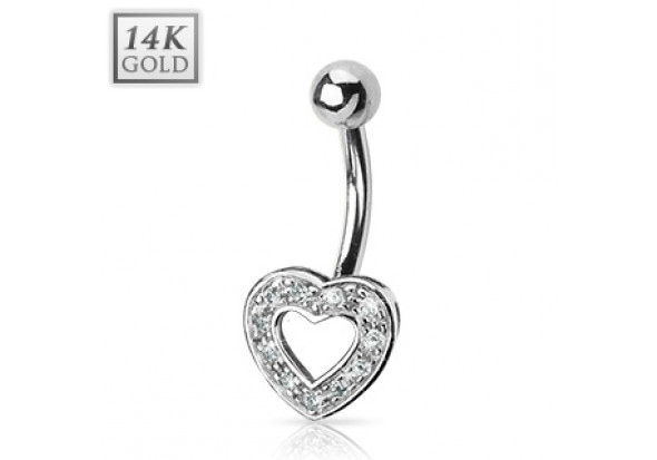 Piercing nombril coeur serti de pierres