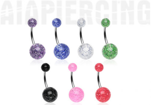 Piercing nombril acrylique paillettes