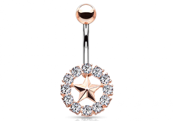 Piercing nombril etoile voyageur doré or rose