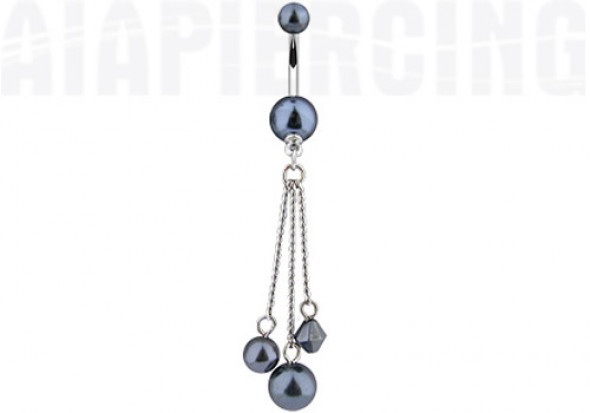 piercing nombril pendentif perles noires