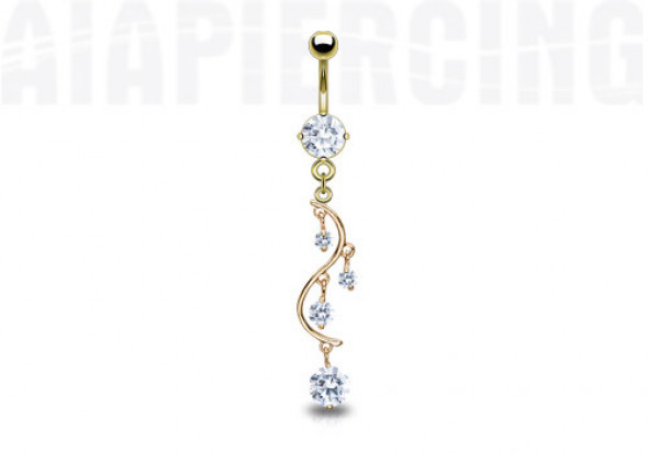 Piercing nombril cascade plaqué or