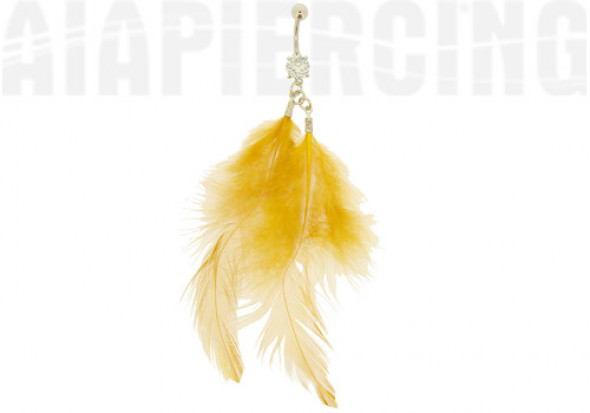 DESTOCKAGE Piercing nombril plumes orange