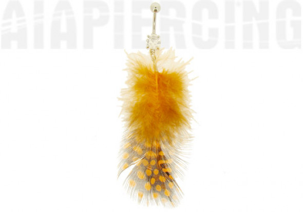 DESTOCKAGE Piercing nombril plumes pois oranges