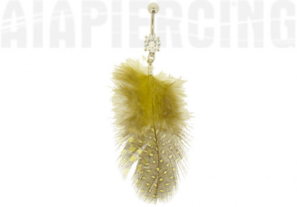 DESTOCKAGE Piercing nombril plumes pois jaunes