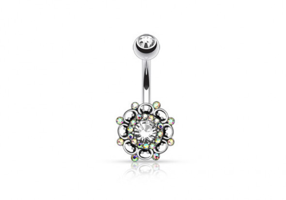 Piercing nombril vintage pavé de cristaux