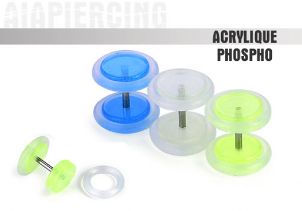 DESTOCKAGE Faux Plug Disques 8mm phosphorescents