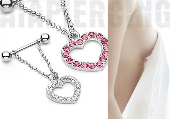 Piercing téton coeur pendentif