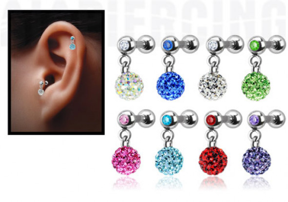 Piercing tragus pendentif cristaux de swarovski 