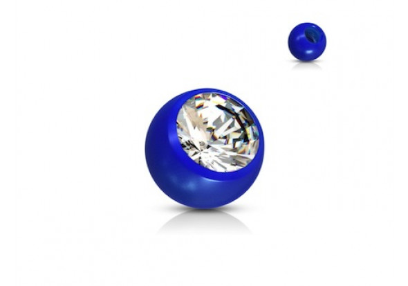 Accessoire piercing bille acrylique et strass bleu 1,2mm