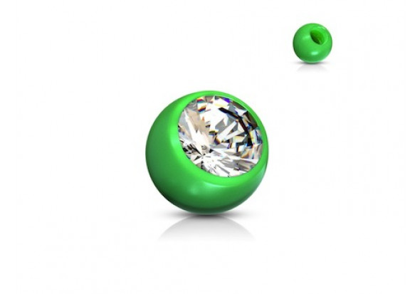 Accessoire piercing bille acrylique et strass vert 1,2mm