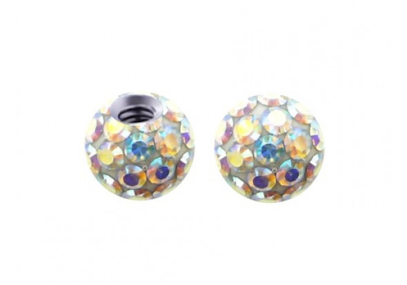 Accessoire piercing bille cristal autriche blanc irisé 1,2mm