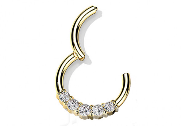 Piercing Anneau clicker multiples strass plaqué or