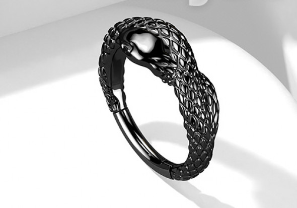 Piercing Anneau clicker serpent noir