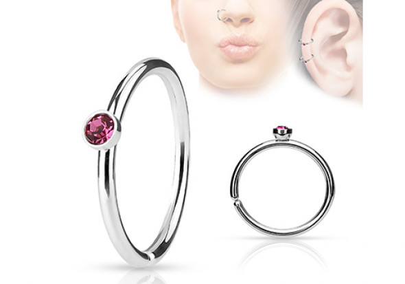 Piercing anneau de nez cristal rose