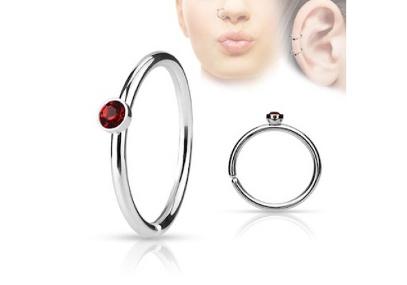 Piercing anneau de nez cristal rouge