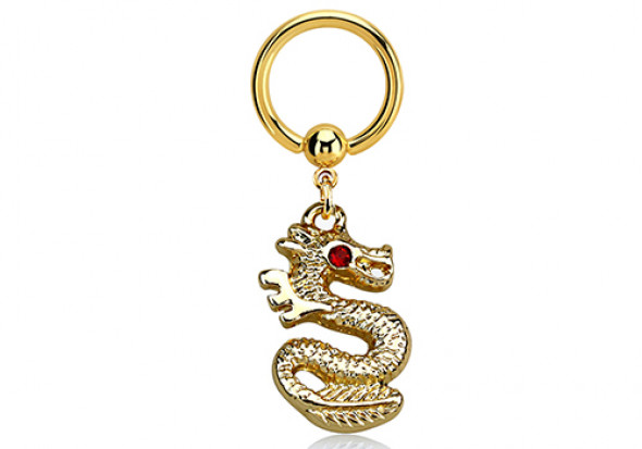 Piercing anneau BCR Dragon plaqué or