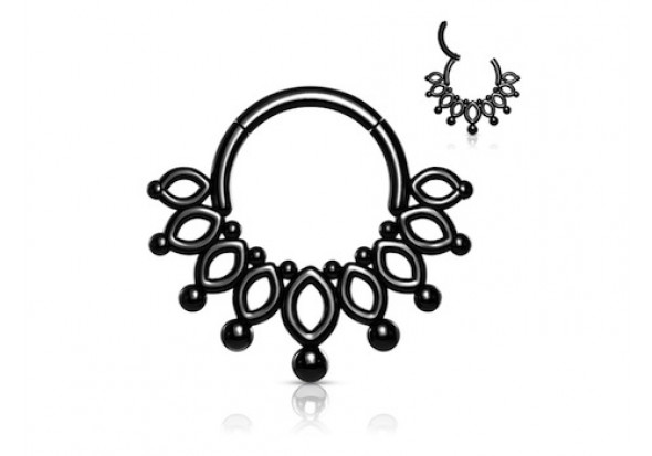 Piercing Anneau clipper couronne noire