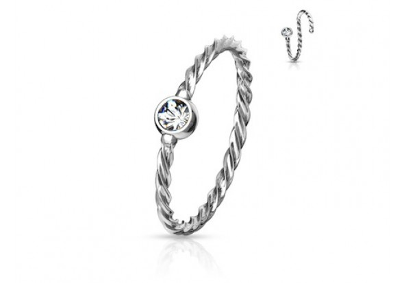 Piercing nez anneau cordage strass blanc