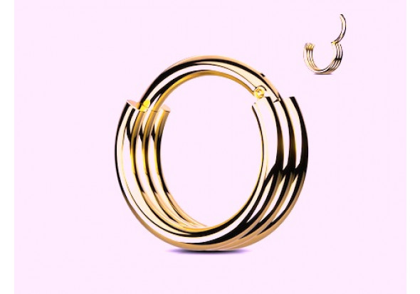 Piercing anneau segment clippé double doré rose