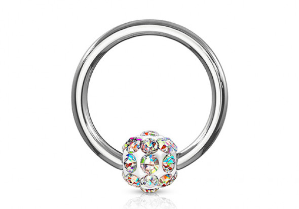 Piercing anneau BCR multistrass blanc irisé