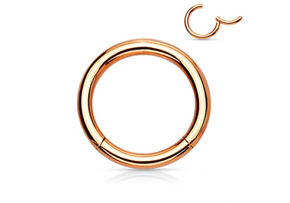 Piercing anneau à segment clippé plaqué or rose