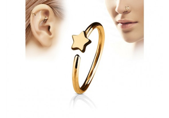 Piercing nez anneau étoile plaqué or rose
