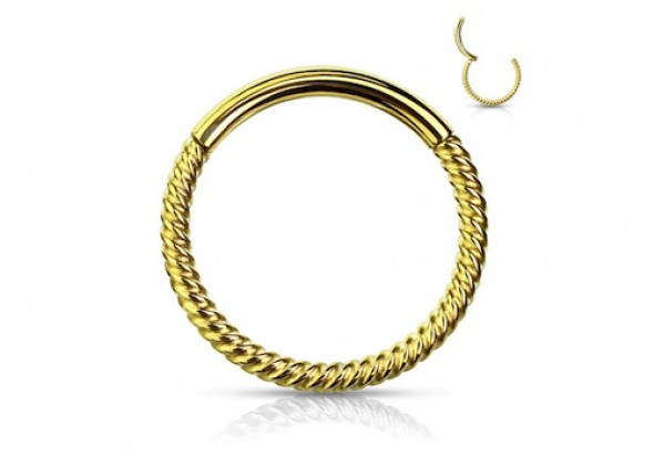 Piercing anneau segment clippé cordage doré