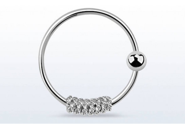 Piercing nez anneau argent massif 925 NOEUD ET BILLE