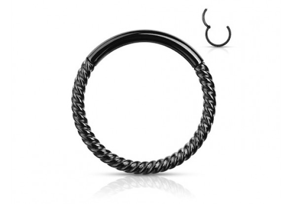 Piercing anneau segment clippé cordage noir