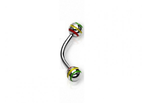 Piercing arcade billes striées rasta