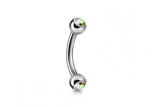 Piercing banane double gemme blanc irisé