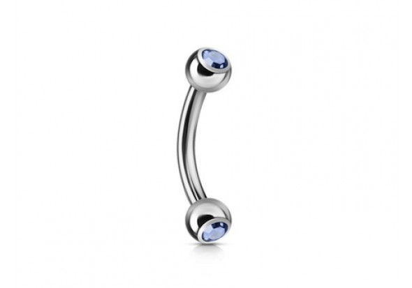 Piercing banane double gemme bleu clair