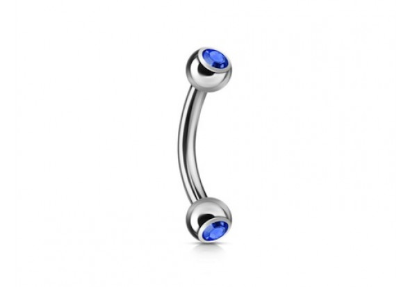 Piercing banane double gemme bleu