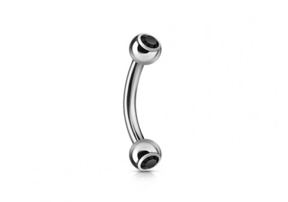 Piercing banane double gemme noir