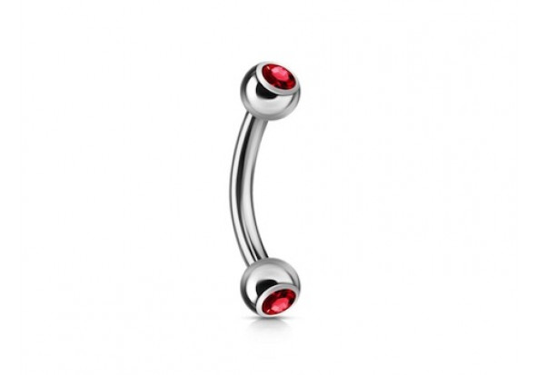 Piercing banane double gemme rouge