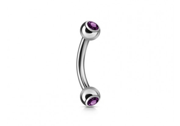 Piercing banane double gemme violet