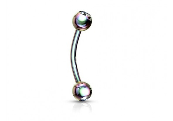 Piercing banane Billes anodisée essence strass blanc