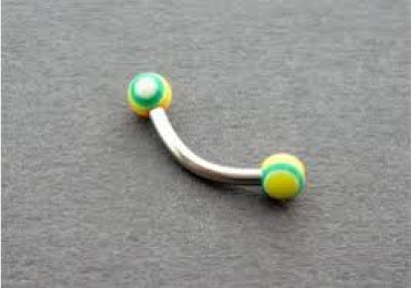 DESTOCKAGE piercing banane acrylique jaune et vert