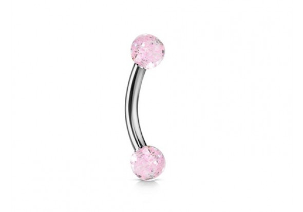 Piercing banane Bille paillette rose