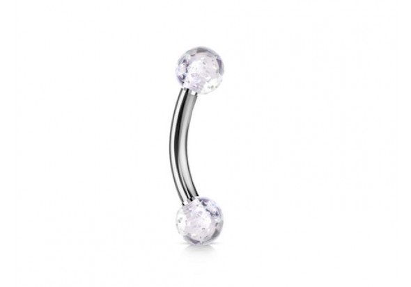 Piercing banane Bille paillette transparente